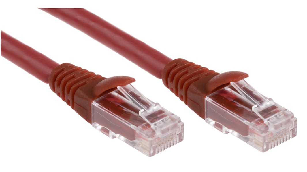 RS PRO, 5m Cat6, Red RJ45 to Male RJ45 Male, U/UTP Unshielded, Terminated LSZH Sheath