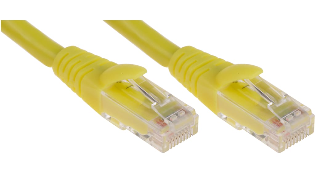 RS PRO, 3m Cat6, Yellow RJ45 to Male RJ45 Male, U/UTP Unshielded, Terminated LSZH Sheath