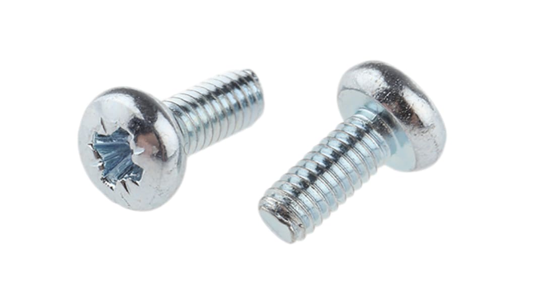 RS PRO Linsenkopf Pozi Schrauben verzinkt, M2.5 x 6.0mm Stahl