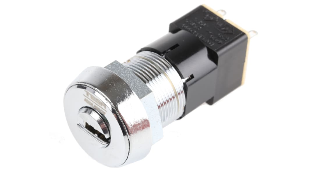 Lorlin Mains Key Switch, DPST, 50 mA @ 250 V ac 2-Way Flat-Key