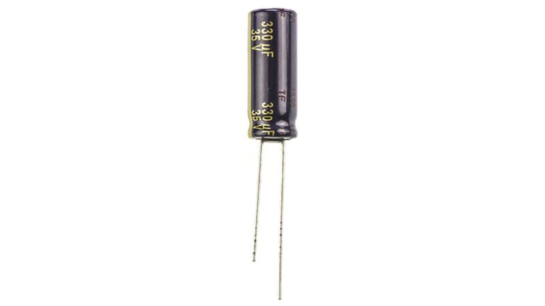 Panasonic FC, THT Aluminium-Elektrolyt Kondensator 330μF ±20% / 35V dc, Ø 8mm x 20mm, bis 105°C