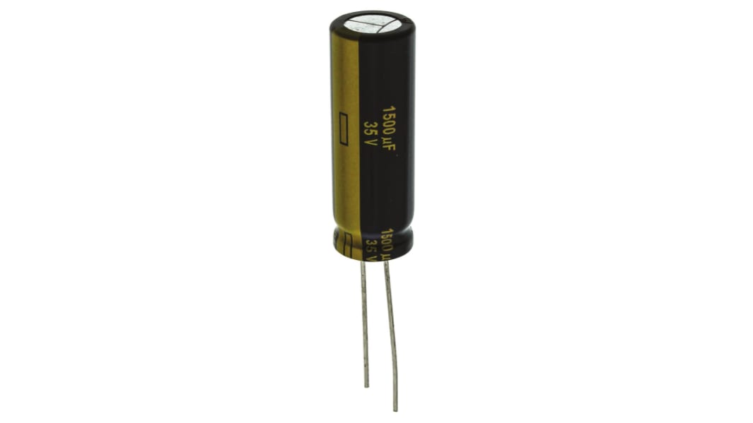 Panasonic , THT Aluminium-Elektrolyt Kondensator 1500μF ±20% / 35V dc, Ø 12.5mm x 35mm, bis 105°C