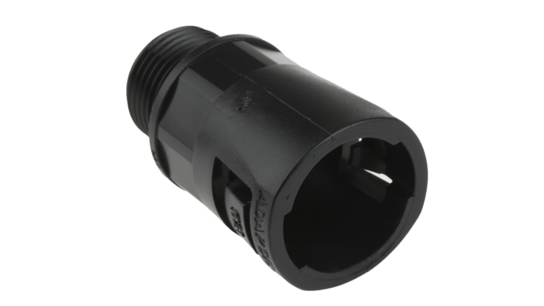Adaptaflex Straight, Conduit Fitting, 21mm Nominal Size, M20, Nylon 66, Black IP66 rating