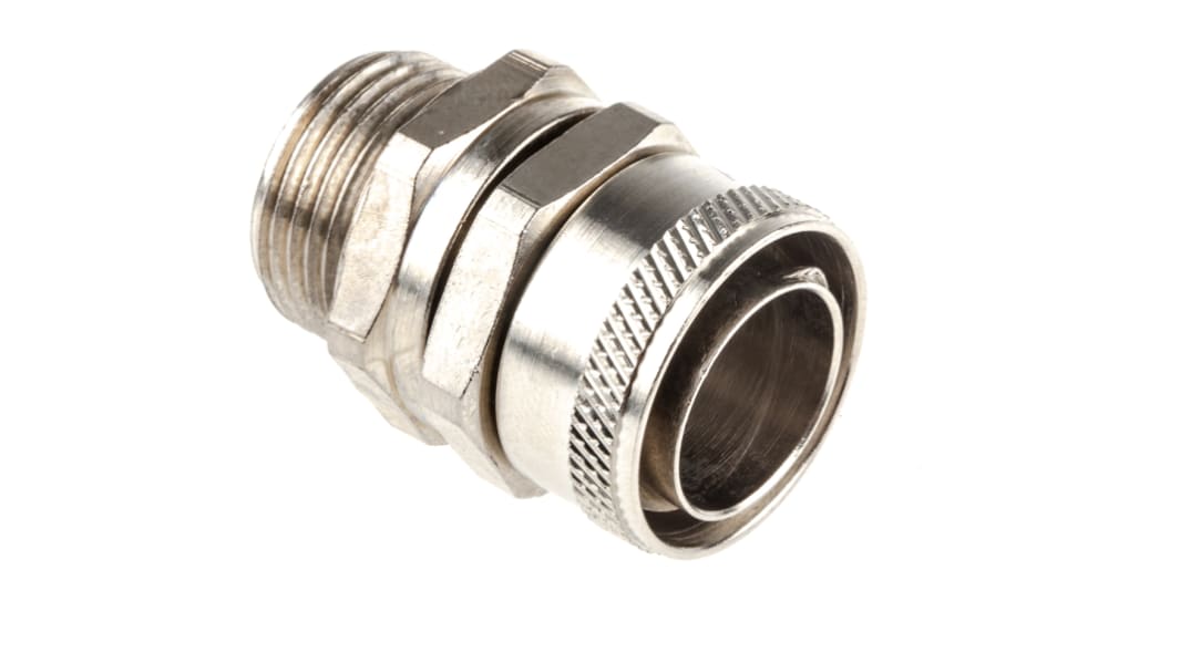 Adaptaflex Swivel, Conduit Fitting, 20mm Nominal Size, M20, Brass, Silver IP54 rating