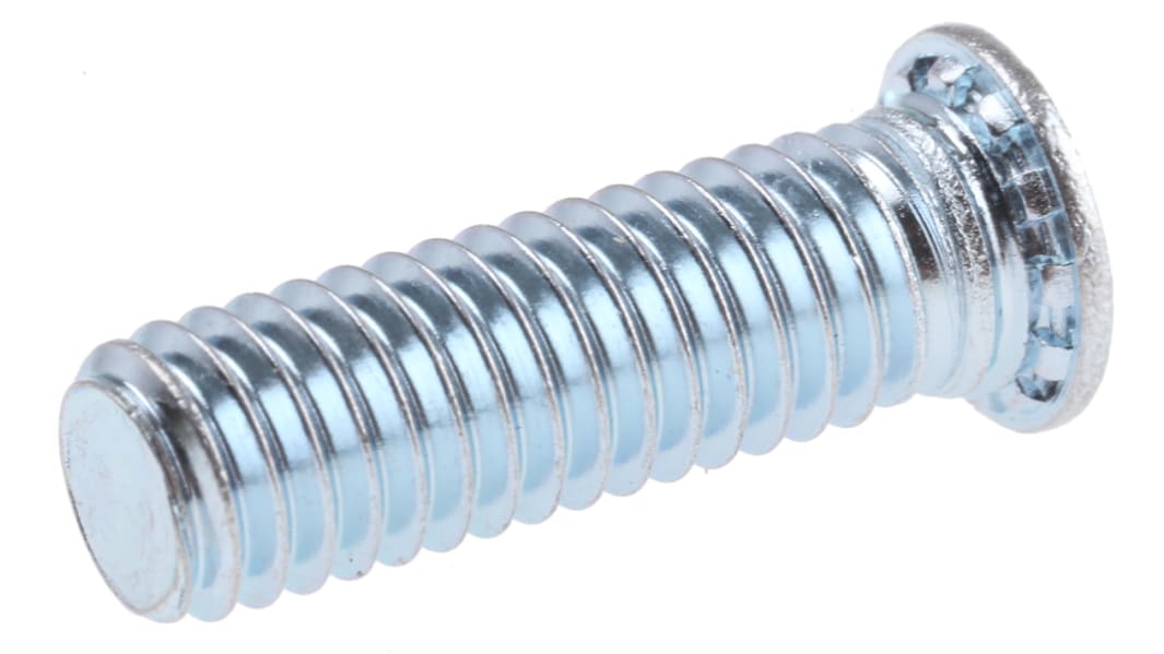 RS PRO Steel Zinc plated & clear Passivated Self Clinching Stud, M6, length-20mm