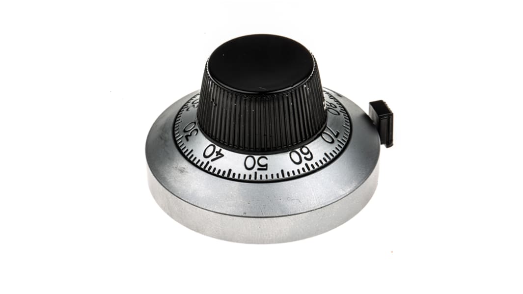 Manopola per potenziometro Vishay, Ø 46mm, albero da 6.35mm, col. Argento