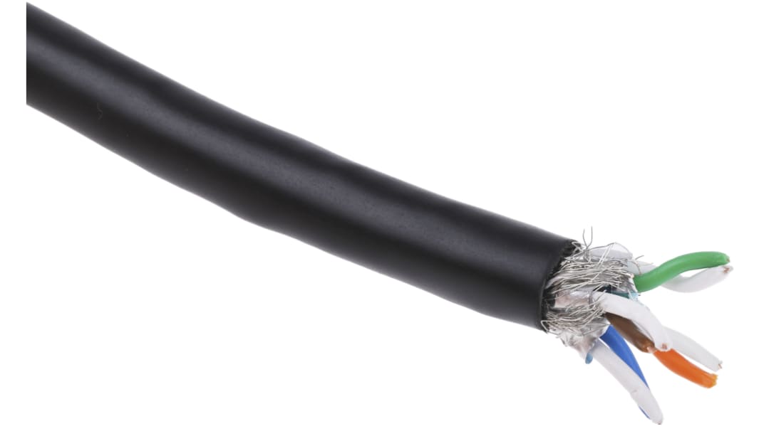 RS PRO, 100m Cat7, Black, SF/FTP Shielded, Unterminated PVC Sheath