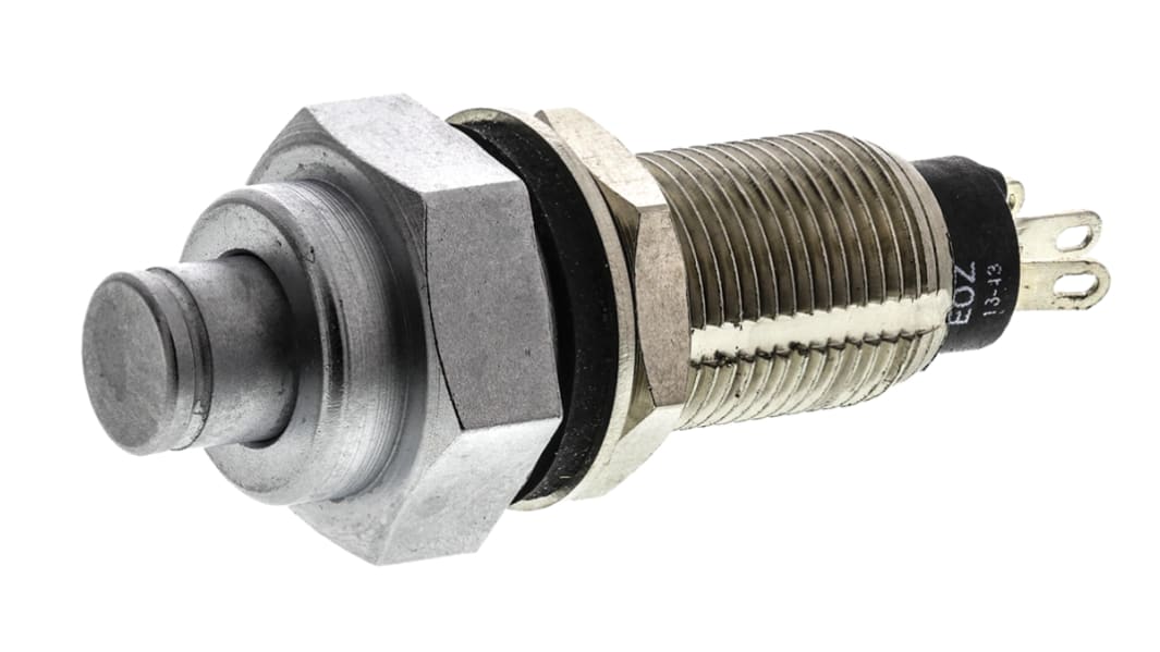 EOZ Push Button Switch, Momentary, Panel Mount, 10mm Cutout, SPST, 12 - 220V ac, IP67