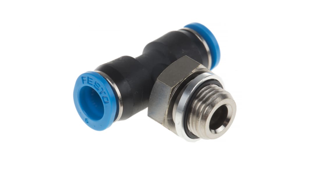 Adaptateur fileté en T Festo QS vers Enfichable 6 mm Enfichable 6 mm