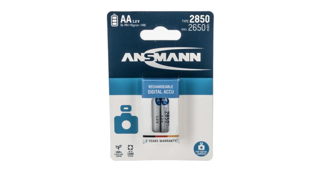 Pilas AA recargables NiMH Ansmann, 1.2V, 2.85Ah, 2 unidades