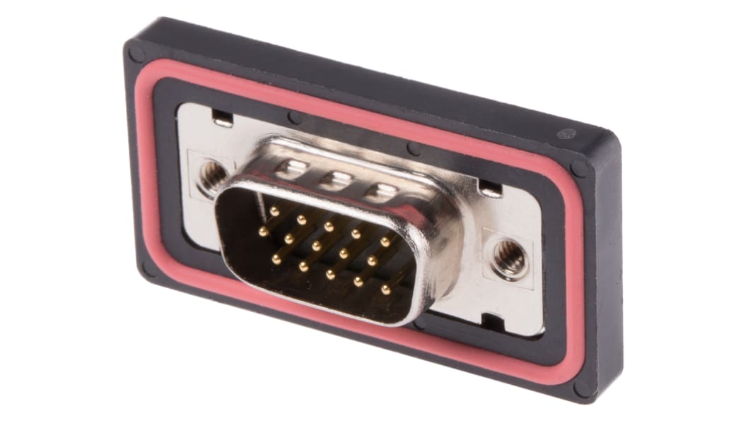 Conector D-sub RS PRO, Recto D-Sub impermeable, Montaje en Panel Mount, Macho, Terminación Soldador E, 1,0 kV, 5A