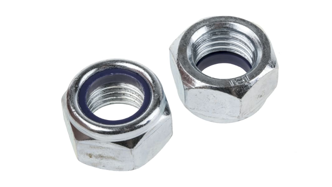 RS PRO, Bright Zinc Plated Steel Lock Nut, DIN 985, M10