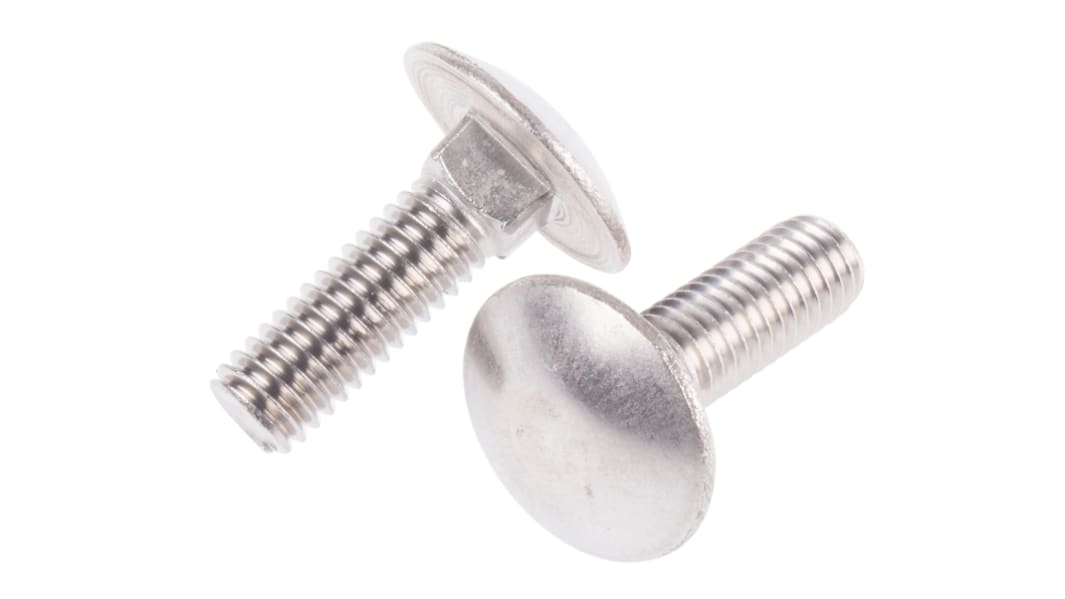 RS PRO Schlossschrauben Güte A2-70 Edelstahl Glatt M6 x 20mm
