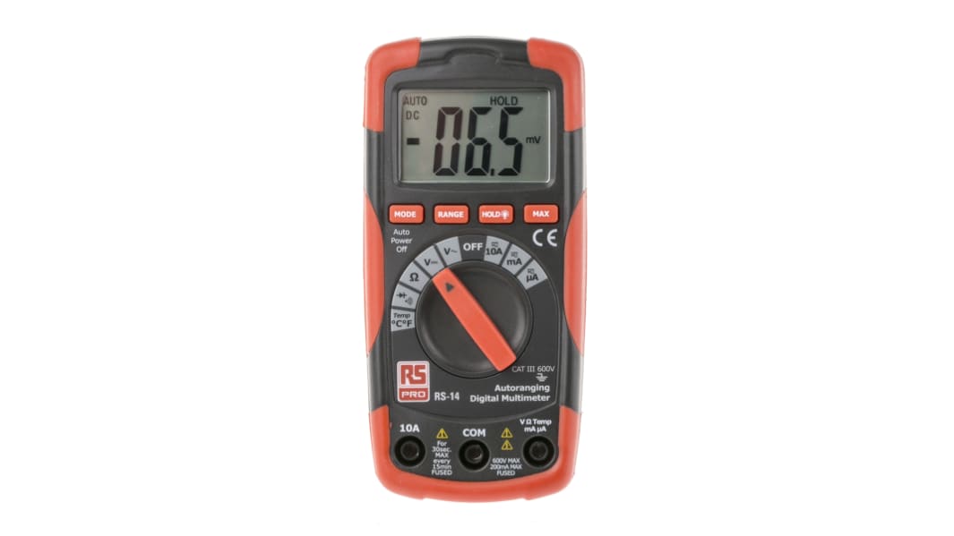 RS PRO RS14 Hand Digital Multimeter, CAT III 600V ac / 10A ac, 20MΩ