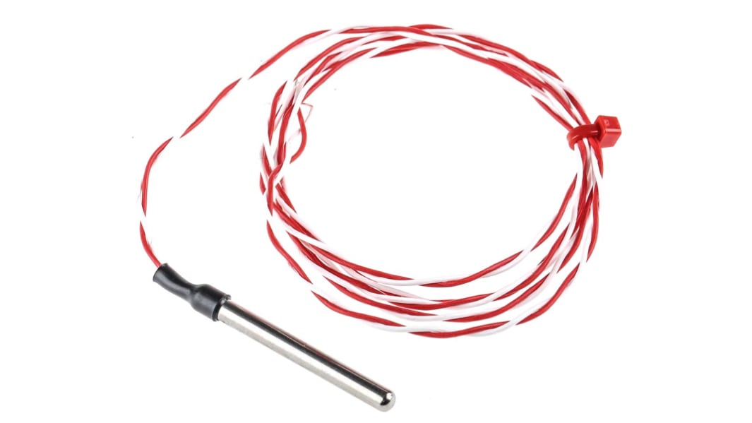 RS PRO PT1000 RTD Sensor, 4mm Dia, 40mm Long, 2 Wire, Probe, Class B +200°C Max