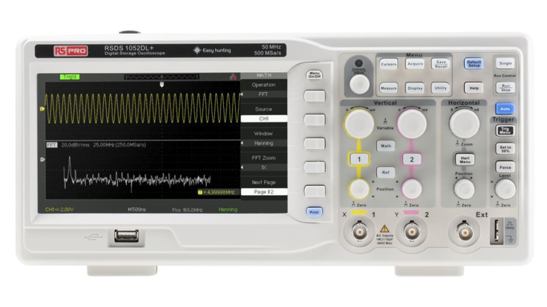 RS PRO RSDS 1052 DL +, 50MHz Bench Oscilloscope, 2 Analogue Channels