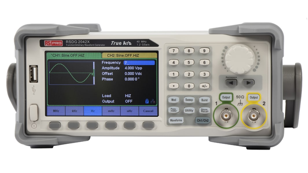 RS PRO 任意波形発生器, 40MHz, 1 μHz, BNC, LCD