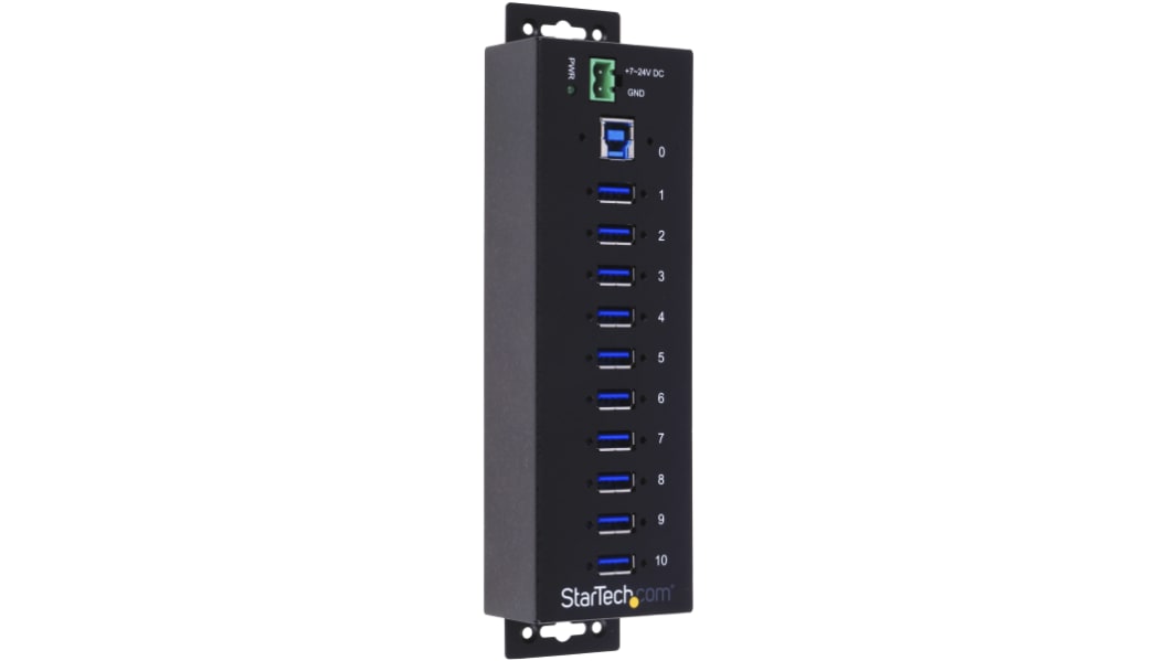 StarTech.com 10 Port USB 3.0 USB A  Hub, Terminal Connector Powered, 198 x 56 x 31mm