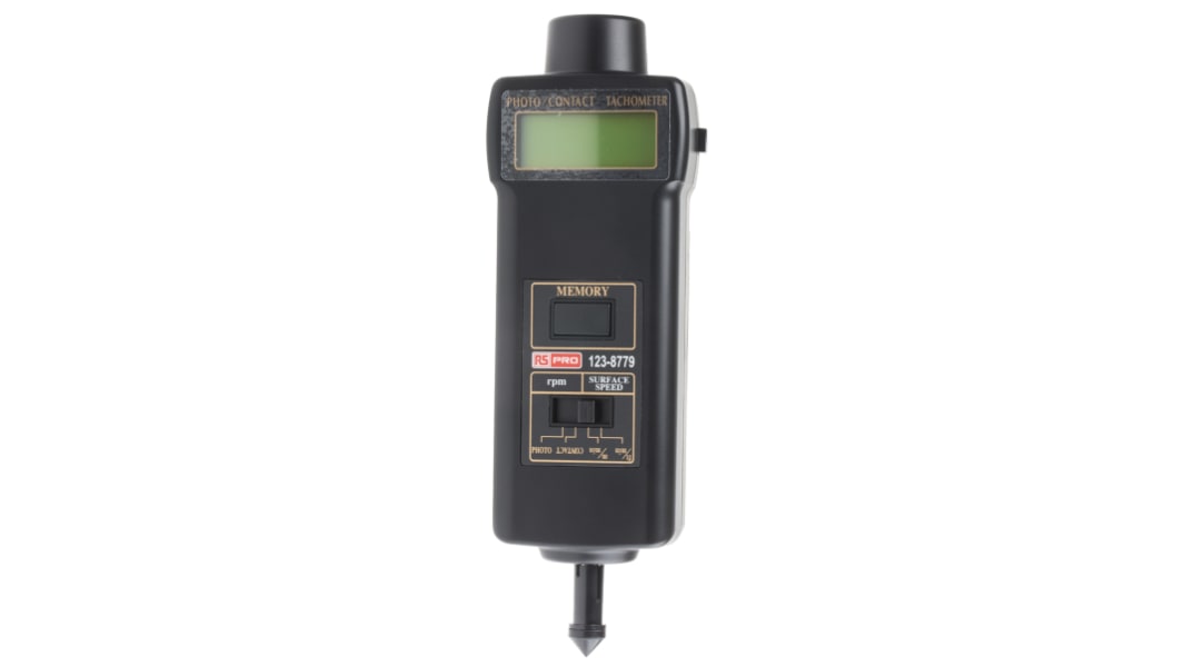 RS PRO Tachometer Best Accuracy ±0.05 % - Contact, Optical LCD 99999rpm