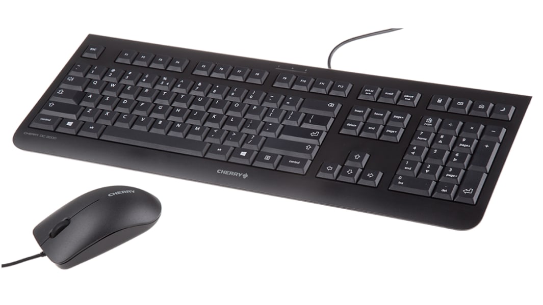 Sada klávesnice a myši, Černá Kabelová QWERTY (USA) Standardní, USB Cherry