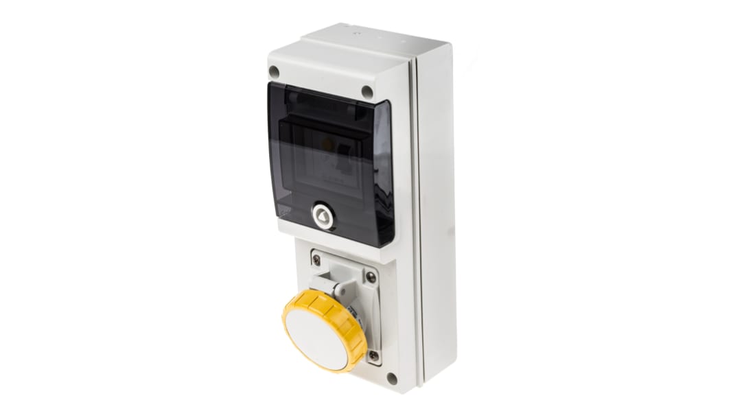 Scame IP67 Yellow Wall Mount 2P + E Industrial Power Socket, Rated At 16A, 110 V