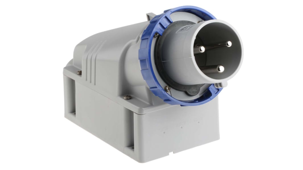 Scame IP67 Blue Wall Mount 2P + E Industrial Power Plug, Rated At 63A, 230 V