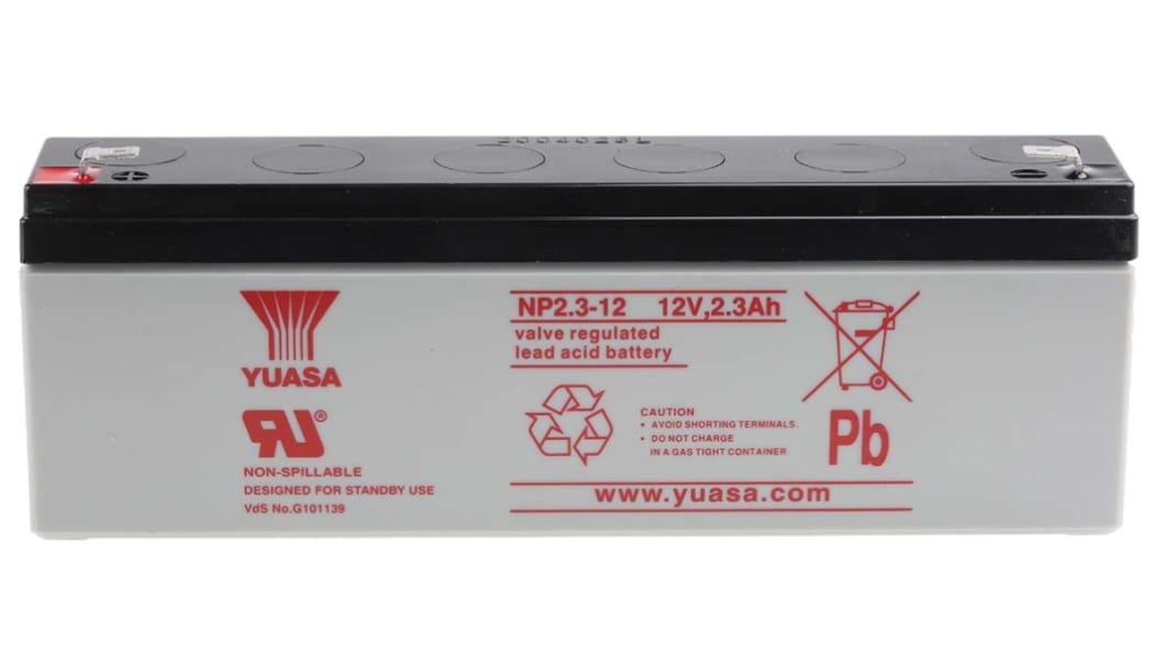Yuasa 12V Faston F1 Sealed Lead Acid Battery, 2.3Ah