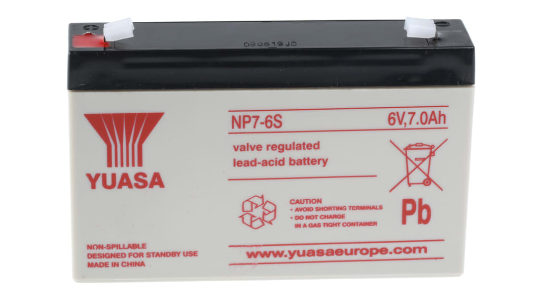 Yuasa YUASA NP Abgedichteter Bleiakku, 6V / 7Ah, Faston 4,8 mm-Anschluss, 151 x 34 x 97.5mm