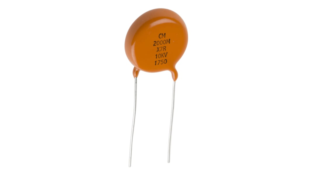 Condensateur céramique monocouche (SLCC), Traversant, 2nF, 10kV c.c., diélectrique : X7R