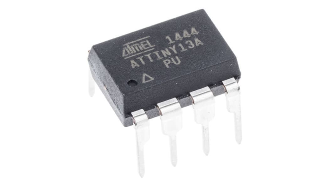 Microchip ATTINY13A-PU, 8bit AVR Microcontroller, ATtiny13, 20MHz, 1 kB Flash, 8-Pin PDIP