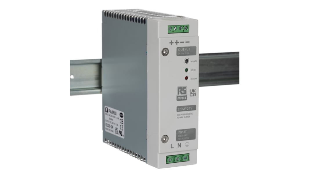 Alimentation pour rail DIN RS PRO, 24V c.c.out 5A, 120W