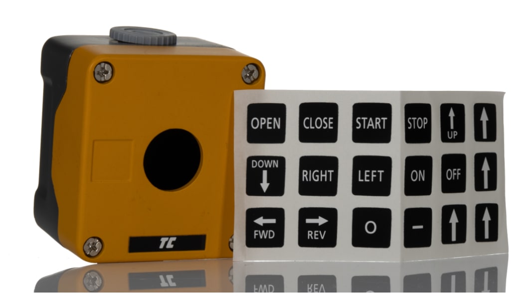 RS PRO Yellow Die Cast Aluminium Push Button Enclosure - 1 Hole 22.5mm Diameter