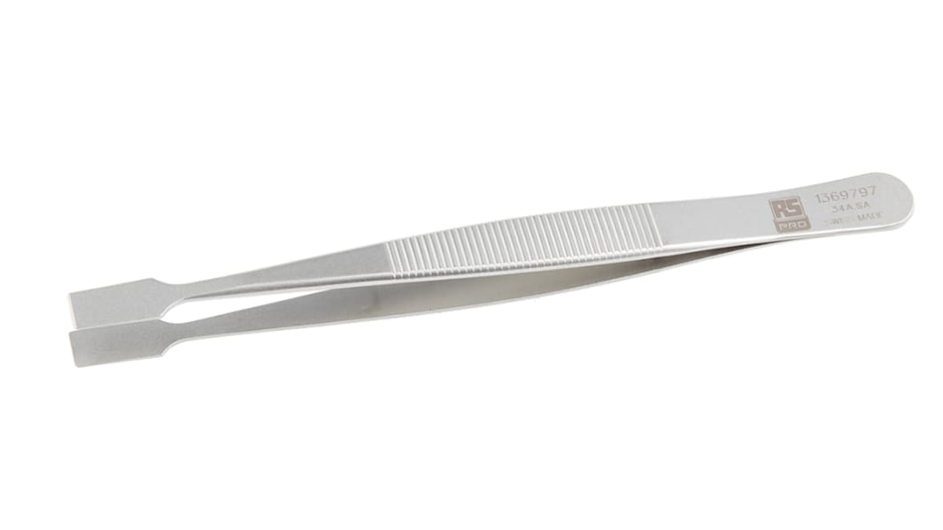 Brucelles RS PRO 34A.SA pointe plate en  en inox, L. 120 mm