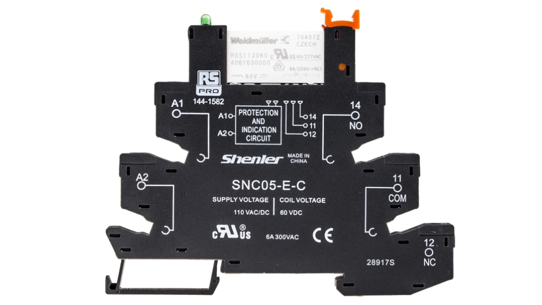 RS PRO Interface Relay, DIN Rail Mount, 110V ac Coil, SPDT, 6A Load