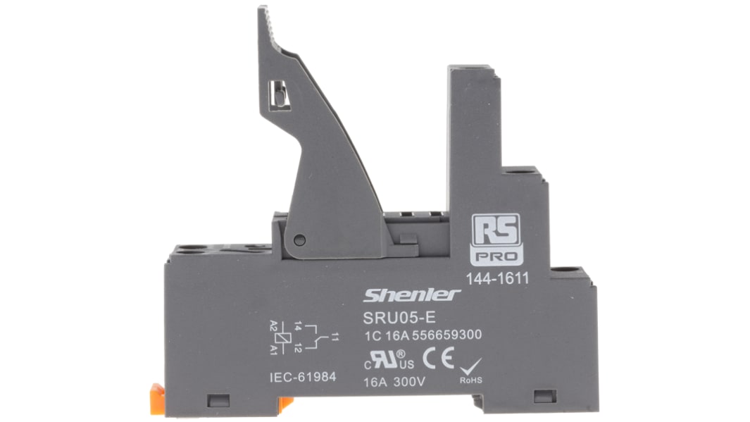 RS PRO 300V ac DIN Rail Relay Socket, for use with RFT Relay
