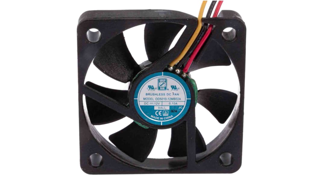 RS PRO Axial Fan, 12 V dc, DC Operation, 16.9m³/h, 1.2W, 90mA Max, IP55, 50 x 50 x 10mm