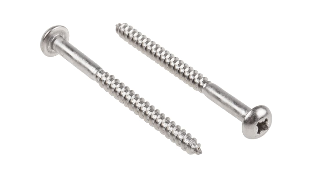 RS PRO Pozidriv Round Stainless Steel Wood Screw, A2 304, 5mm Thread, 65mm Length