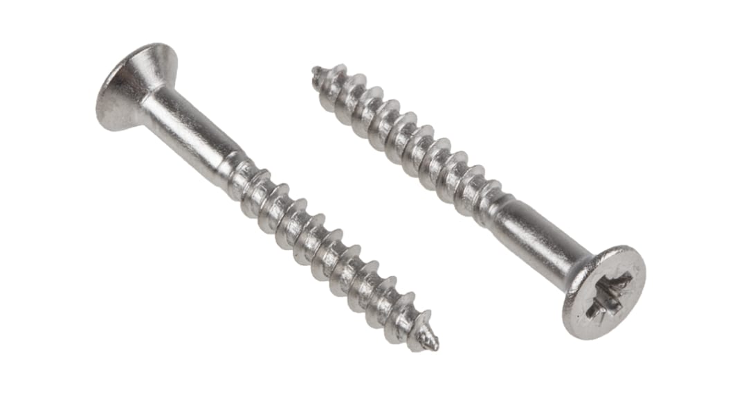 RS PRO Pozidriv Holzschraube, 3mm Edelstahl Senkkopf 25mm metrisch A2 304