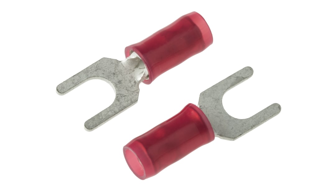 TE Connectivity, PIDG Insulated Crimp Spade Connector, 0.26mm² to 1.65mm², 22AWG to 16AWG, M4 Stud Size Nylon, Red