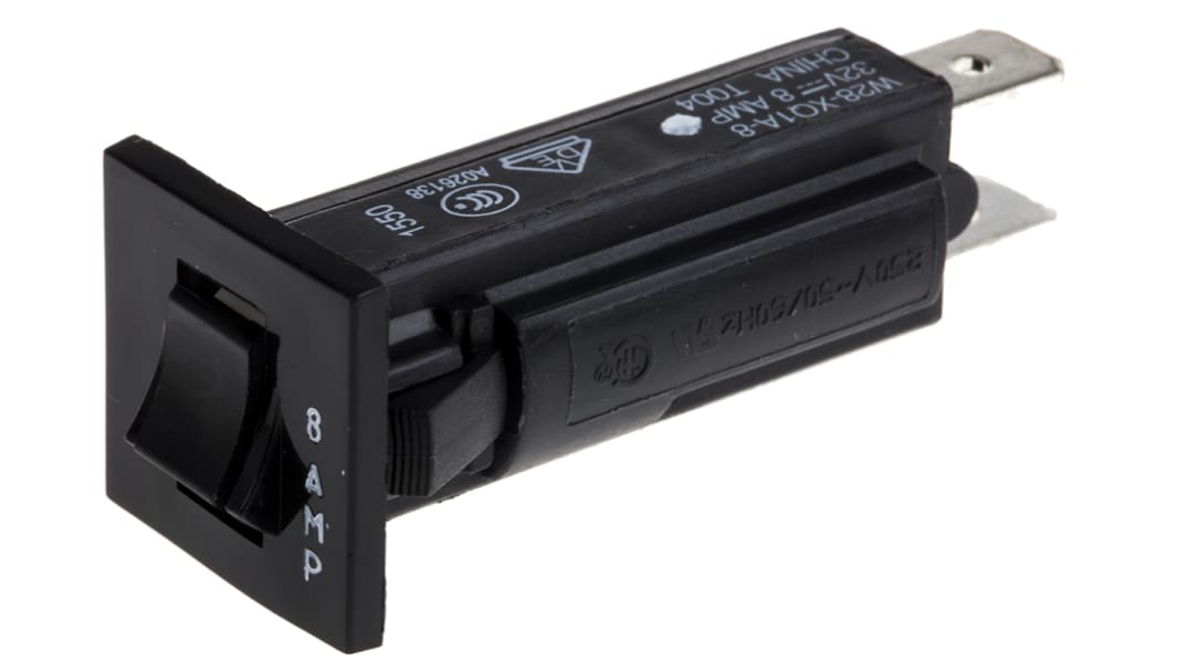 TE Connectivity Termisk automatsikring, 8A, SP-Polet, W28 Serien 32 V dc, 250 V ac