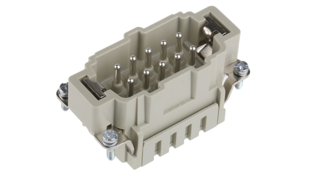 HARTING Heavy Duty Power Connector Insert, 16A, Male, Han ES Series, 10 Contacts