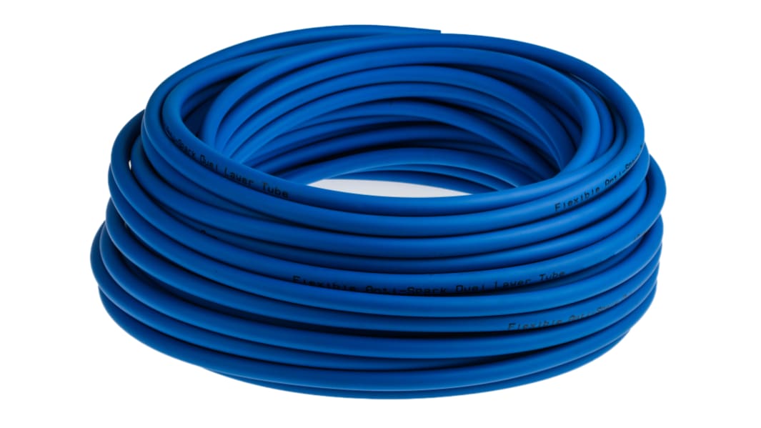 RS PRO Compressed Air Pipe Blue PUR, PVC 6mm x 30m