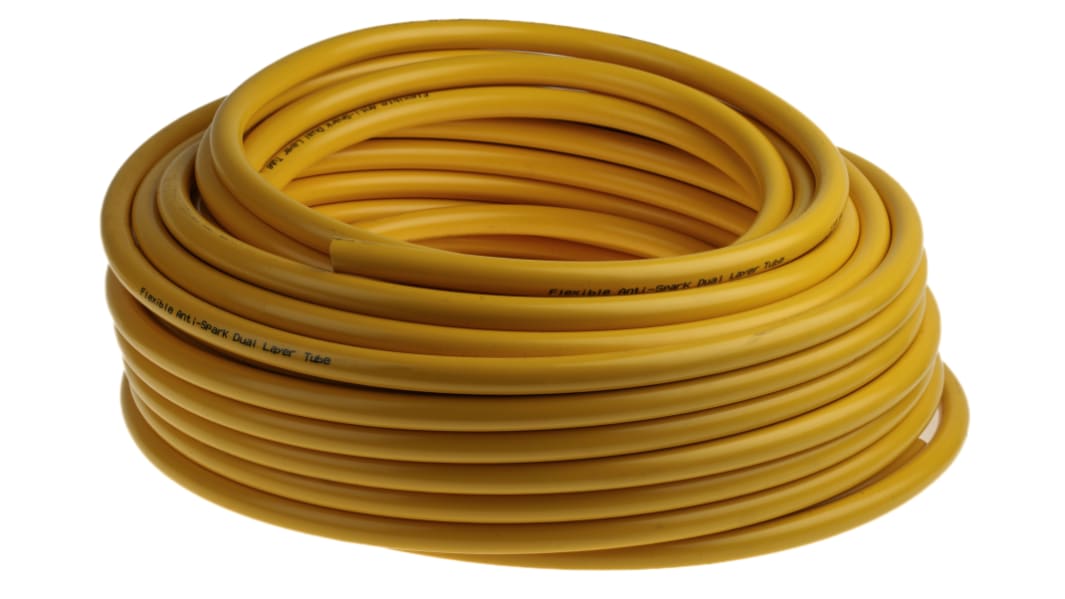 RS PRO Compressed Air Pipe Yellow PUR, PVC 6mm x 30m
