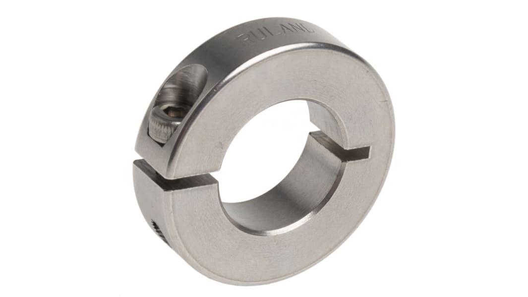 Ruland Shaft Collar, One Piece, Clamp Screw, Bore 16mm, OD 30mm, W 8mm, Stainless Steel