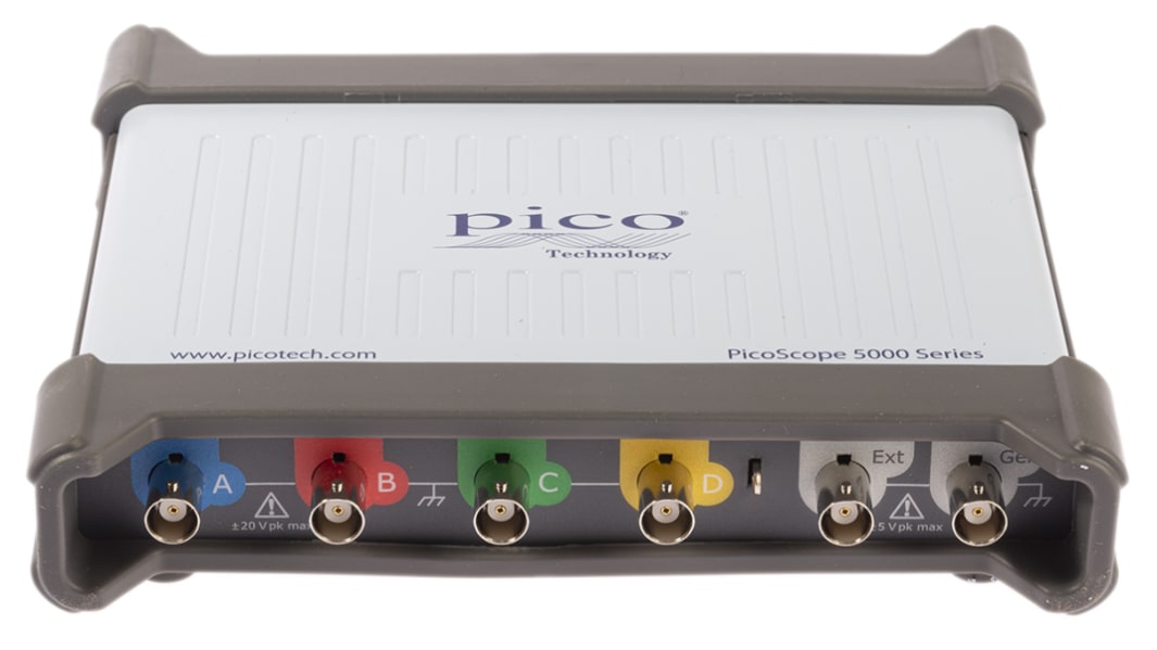 Osciloscopio basado en PC Pico Technology 5444D, canales:4 A, 200MHZ, interfaz CAN, LIN, RS232, RS422, RS485, SPI,