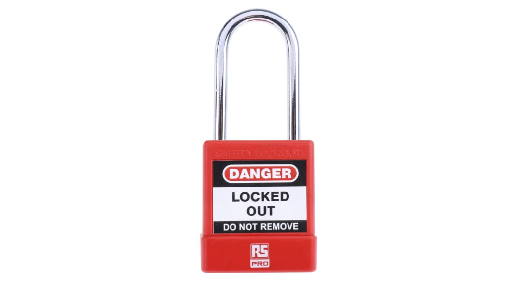 RS PRO Red 1-Lock ABS, Steel Safety Lockout Padlocks, 5mm Shackle, 46mm Attachment