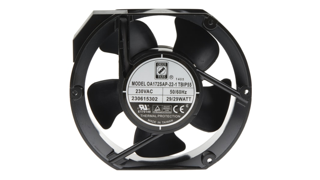Ventilateur axial RS PRO 230 V c.a., 383.9m³/h, 172 x 150 x 51mm, 29W
