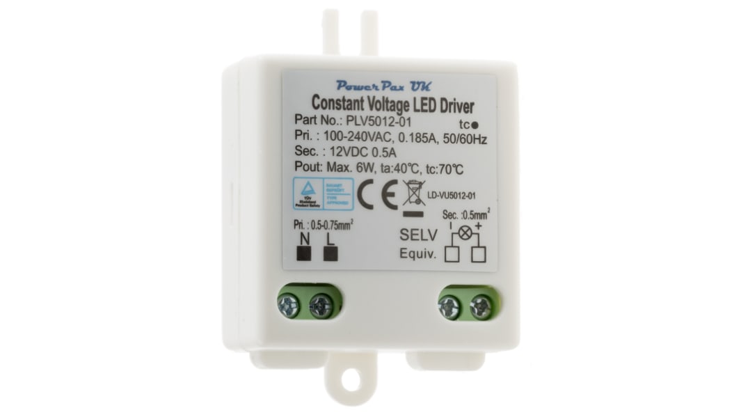 RS PRO LED Driver, 12V Output, 6W Output, 500mA Output, Constant Voltage