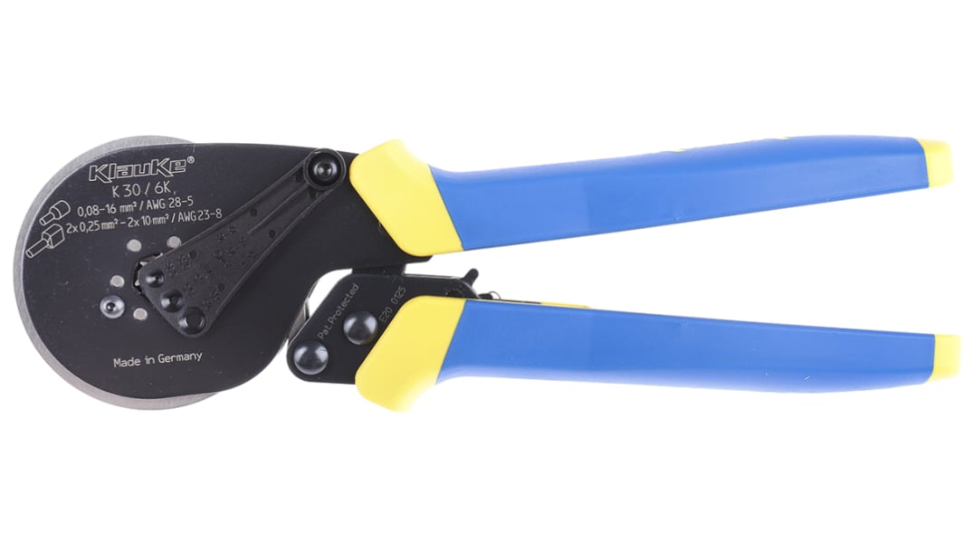 Klauke Hand Ratcheting Crimp Tool for Wire Ferrules, 0.08 → 16mm² Wire