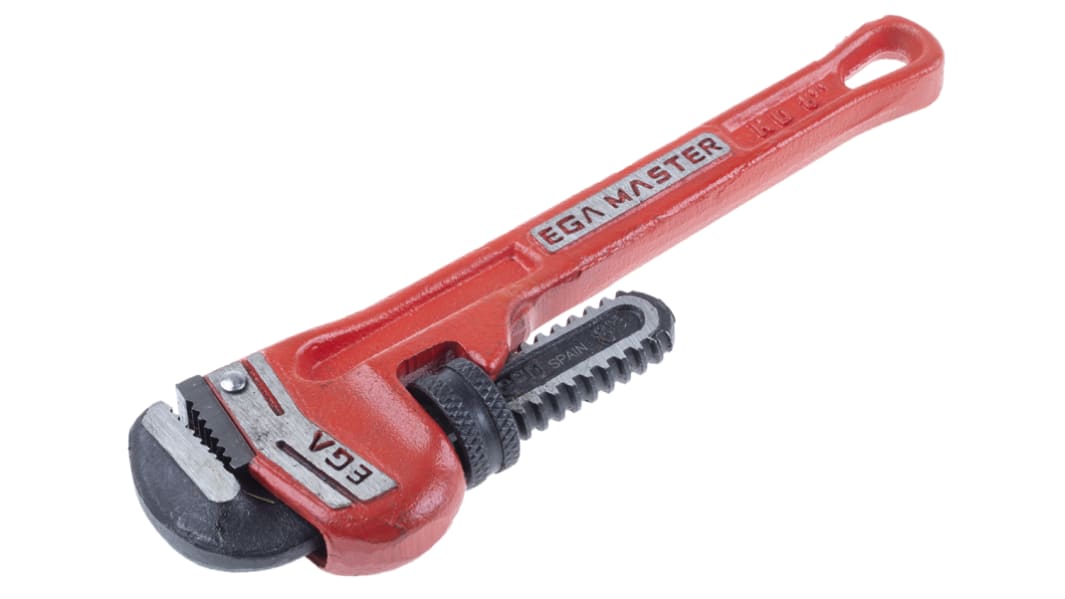 Ega-Master Pipe Wrench, 203.2 mm Overall, 25.4mm Jaw Capacity, Metal Handle